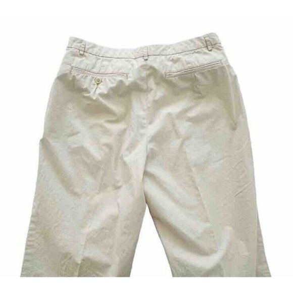 Banana Republic Women's Sz 12 Tan Pleated Cropped Ankle Pants 100% Cotton - Picture 7 of 7